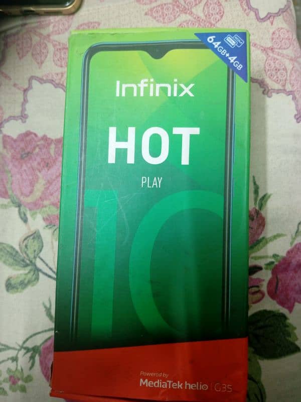 Infinix hot 10 play 4/64 scratchless phone with box for sale 5