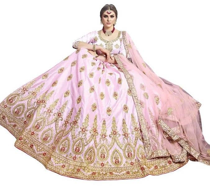 Pink Embroidered Art Silk Stitched Lehenga With Dupatta 1