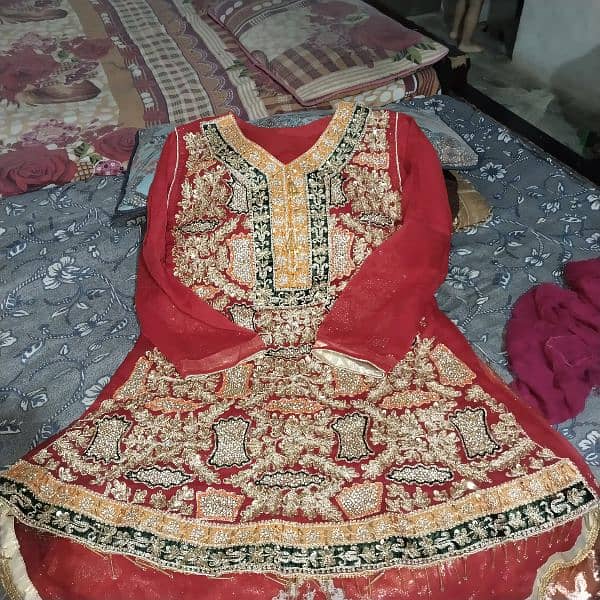 red wedding sharara dress 3 piece 1