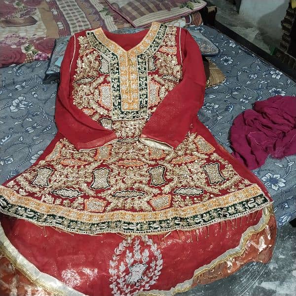 red wedding sharara dress 3 piece 6