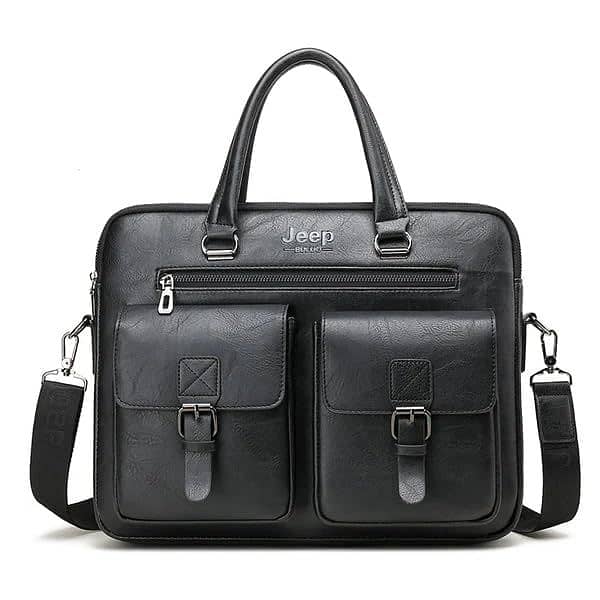 JEEP Men's Leather Briefcase: Business Bag for Work & Travel 4