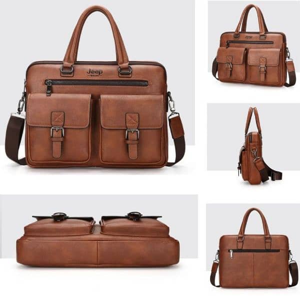 JEEP Men's Leather Briefcase: Business Bag for Work & Travel 7