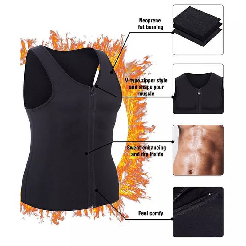 Men's Neoprene Sauna Sweat Vest Body Shaper Sport Slimming Compression 8