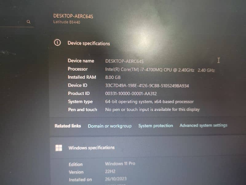 Dell Latitude E6440 Core i7.4th Generation 9