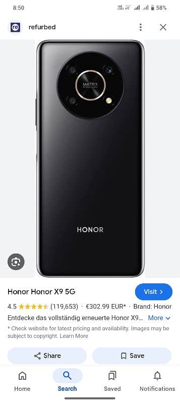 honer x9 5g 8gb  256gb 10by8 condition 6