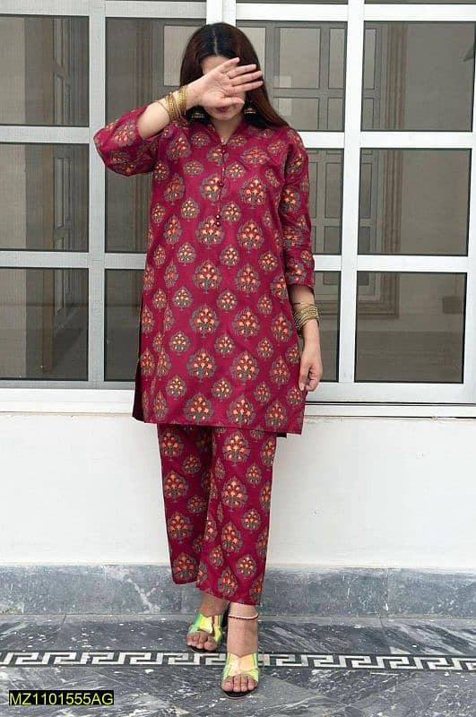 2 Pc Linen Block Printed Suit 2