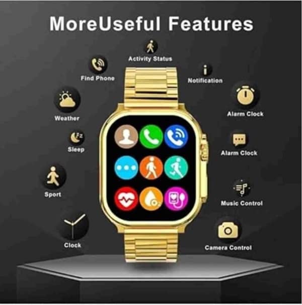 Hk9 Ultra Max Golden Smartwatch With 2 Straps 1