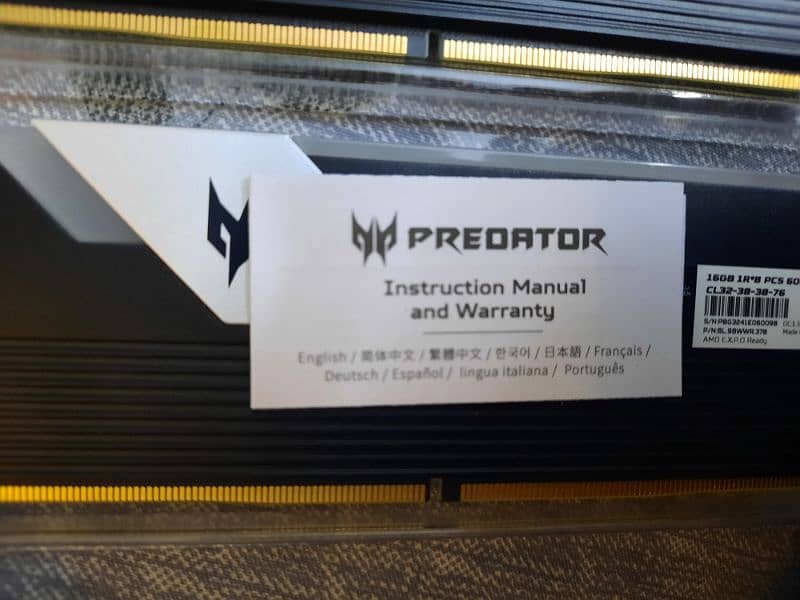 Predator Vesta 2 ddr5 rgb 32gb 6000mhz ram 5