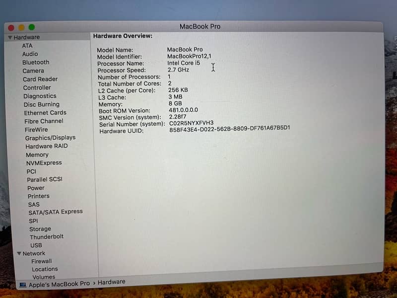 MacBook Pro 2015 i5 8gb 128gb A1503 model 9