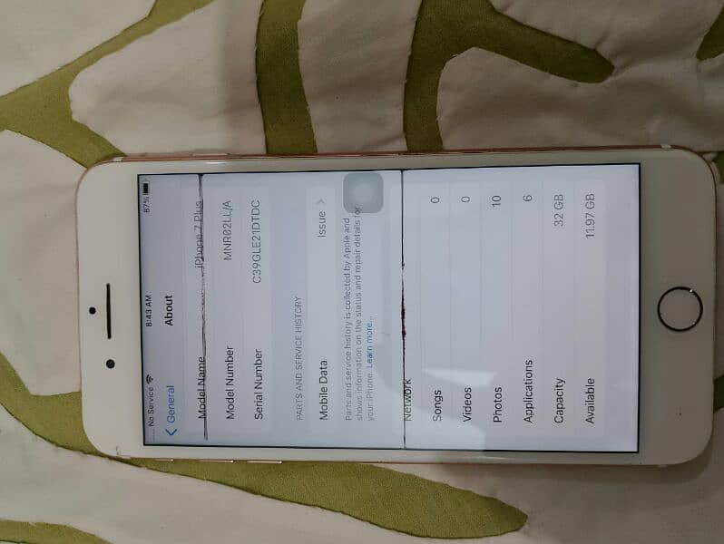 iphone 7+ 32gb non pta bypass h condition 10/8 penal ma do lines 6