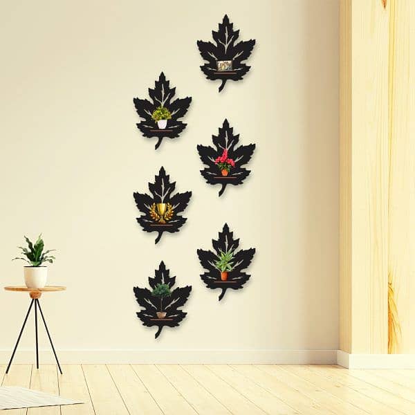 Leaf Hangin Pack Of Six Wall Art Style Modern Design Decoration 0