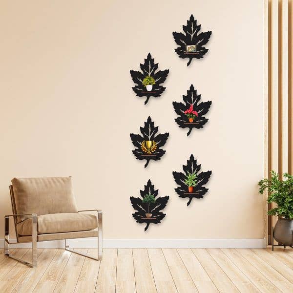 Leaf Hangin Pack Of Six Wall Art Style Modern Design Decoration 1