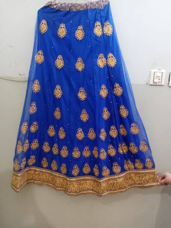 Royal blue shararah with a sea green dupatta 1