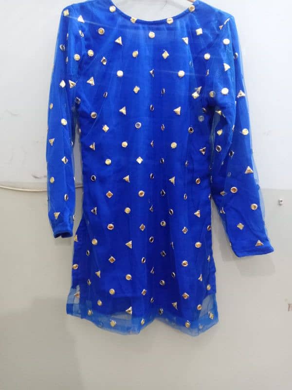 Royal blue shararah with a sea green dupatta 6