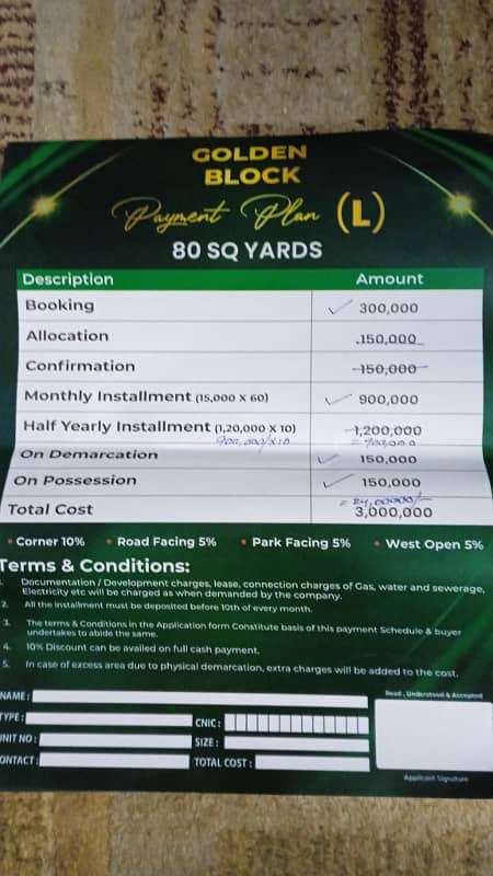 80 Sq Yard Plots on Instalment in Malir Town Residency 4