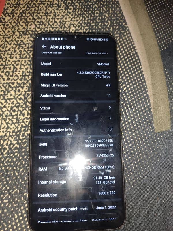 sale Huawei honor model X8 5G band. 6+2=8 ram 128 rom. Snapdragon 480. 9