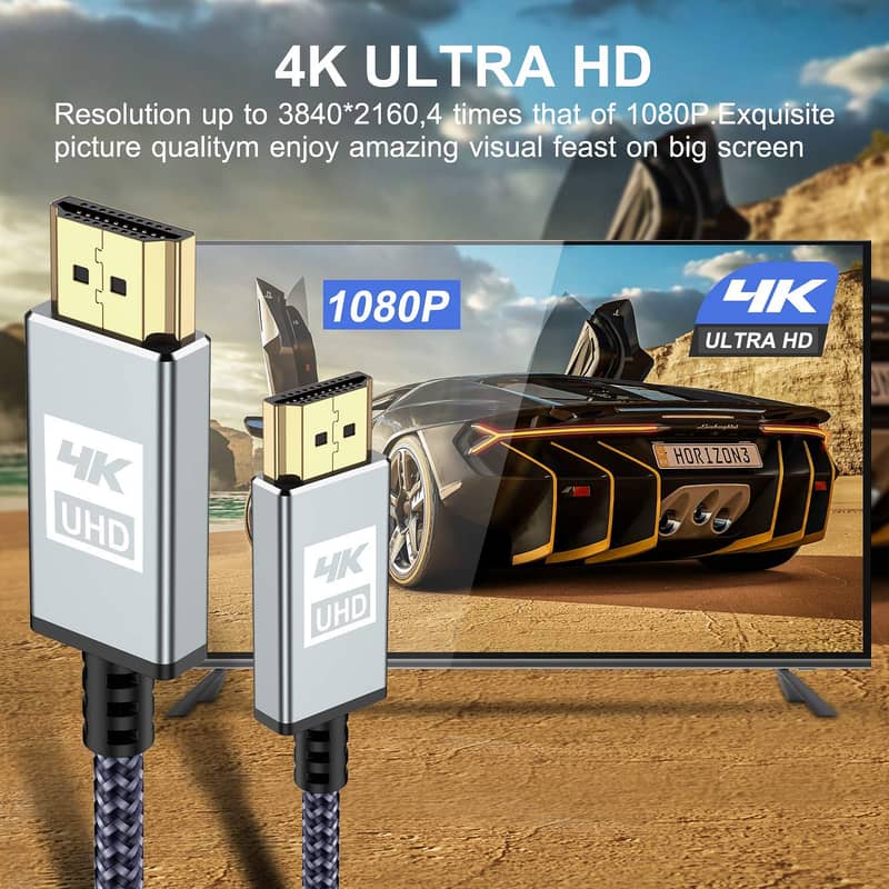 3 Meter JSAUX 4K@60Hz Mini DisplayPort to HDMI 2.0 Cable,, DTS-HD, 3D 8