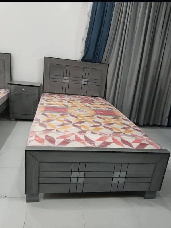 single bed, poshish single bed, bed, side table, dressing 2