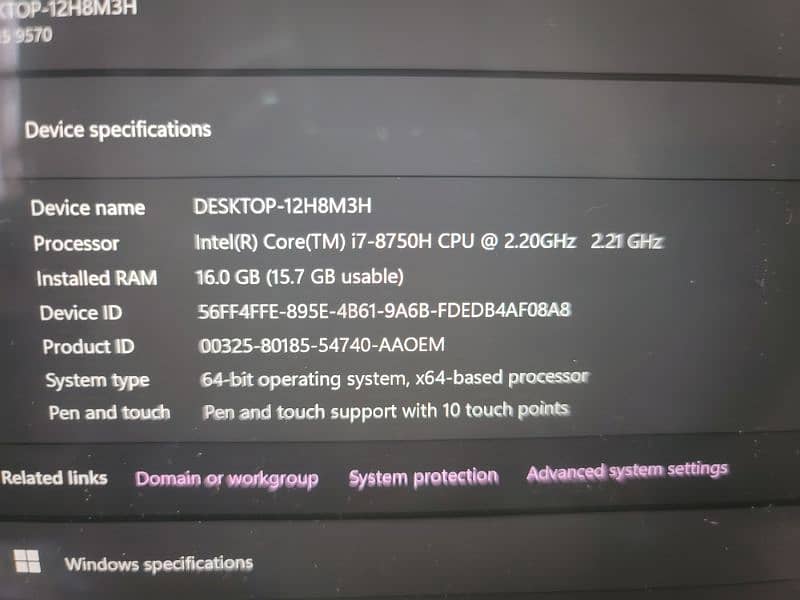 XPS 9570 i7 8th generation H 3