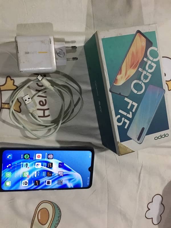 oppo f 15  8/128 with box accessories 0