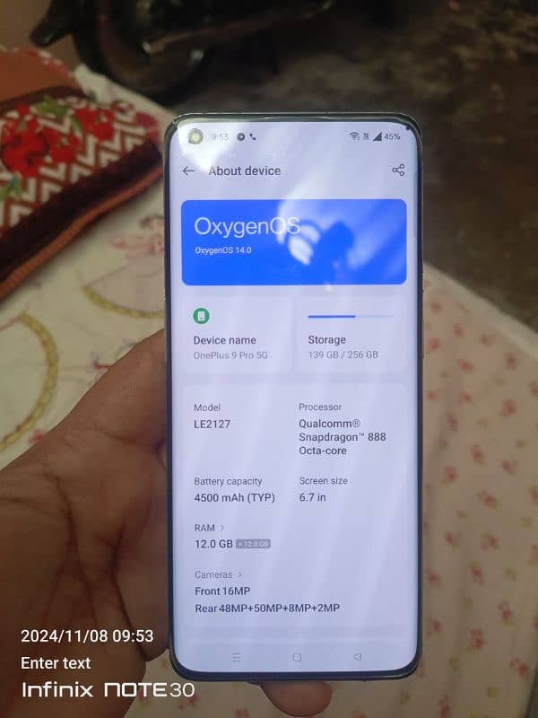 oneplus 9 pro 12 GB 256 GB like a new condition 9