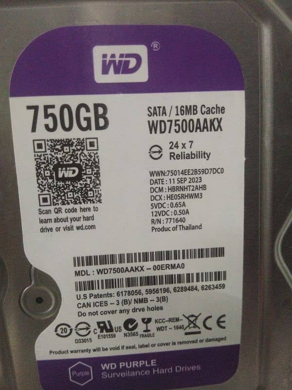 HARD DRIVE WD PURPLE 750GB 2