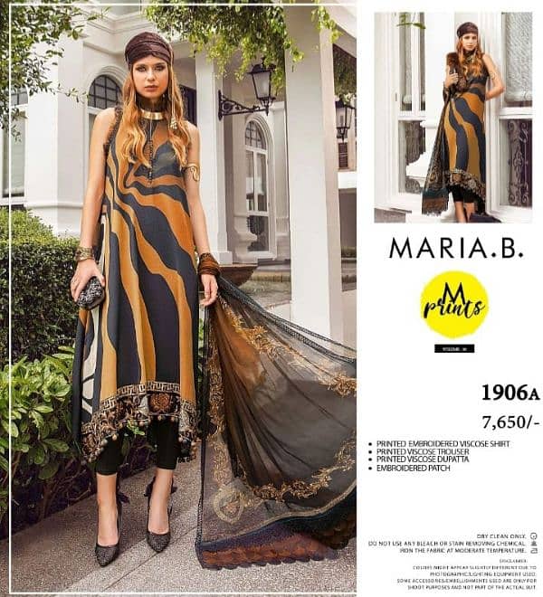 MARIA B VISCOSE/UNSTITCHED/3pcs/EMB NEW LATEST DESIGN 1