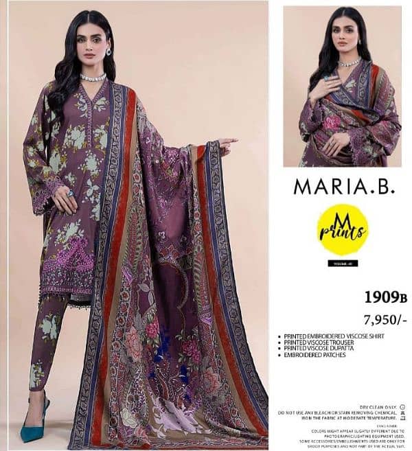 MARIA B VISCOSE/UNSTITCHED/3pcs/EMB NEW LATEST DESIGN 2