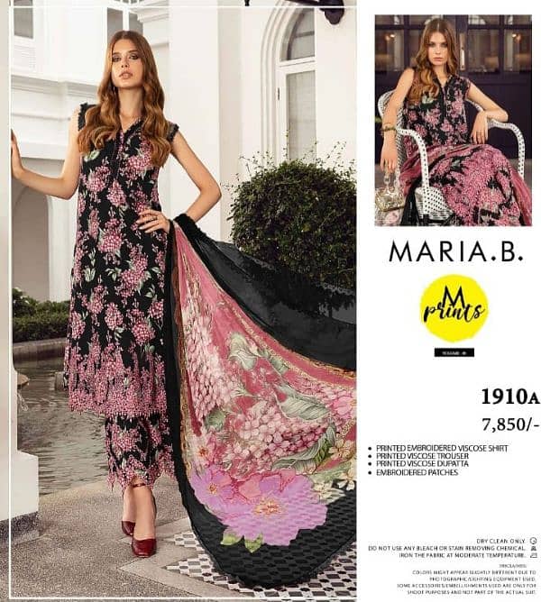 MARIA B VISCOSE/UNSTITCHED/3pcs/EMB NEW LATEST DESIGN 3