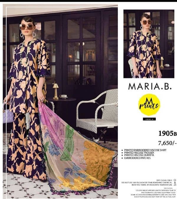 MARIA B VISCOSE/UNSTITCHED/3pcs/EMB NEW LATEST DESIGN 4