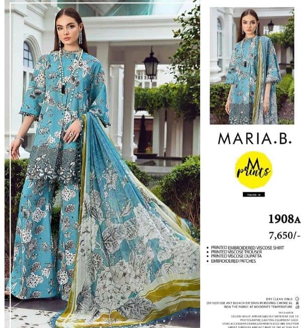 MARIA B VISCOSE/UNSTITCHED/3pcs/EMB NEW LATEST DESIGN 6