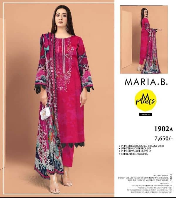 MARIA B VISCOSE/UNSTITCHED/3pcs/EMB NEW LATEST DESIGN 7