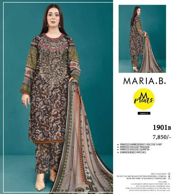 MARIA B VISCOSE/UNSTITCHED/3pcs/EMB NEW LATEST DESIGN 8