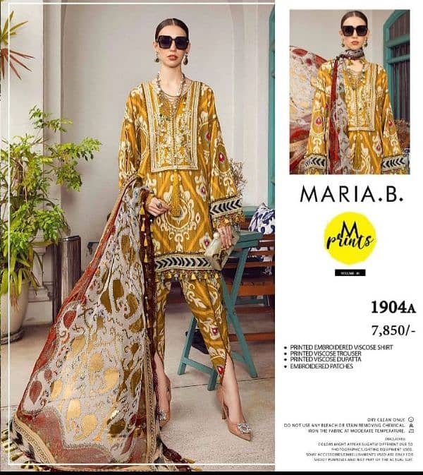 MARIA B VISCOSE/UNSTITCHED/3pcs/EMB NEW LATEST DESIGN 9