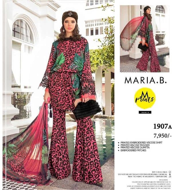 MARIA B VISCOSE/UNSTITCHED/3pcs/EMB NEW LATEST DESIGN 10