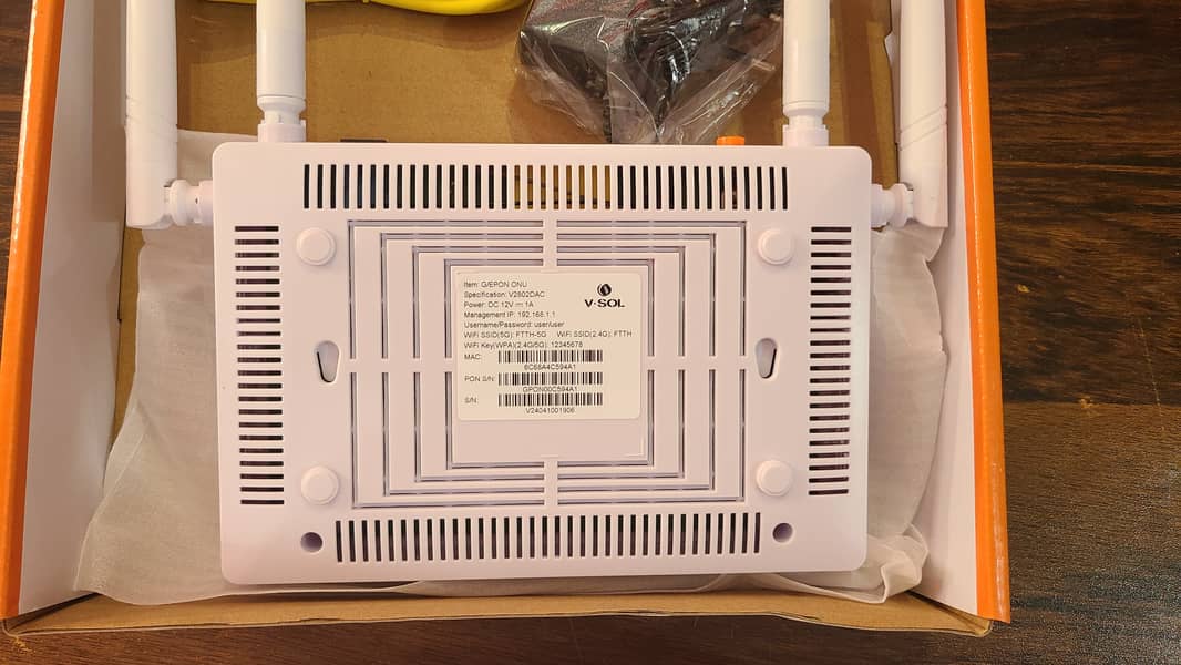 V. SOL XPON FIBER ROUTER V2802DAC WiFi 5 Dual Band (Box Pack) 10