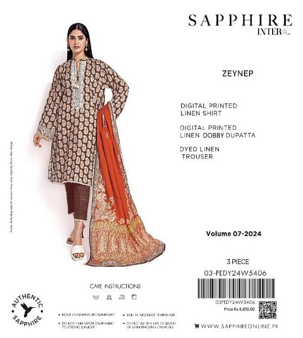 SAPPHIRE LINEN /3PCS/UNSTITCHED/LADIES SUITS 3