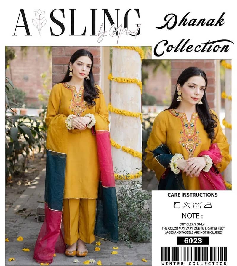 Stylish 3-Piece Yellow Cotton Suit with Embroidered Detail 0