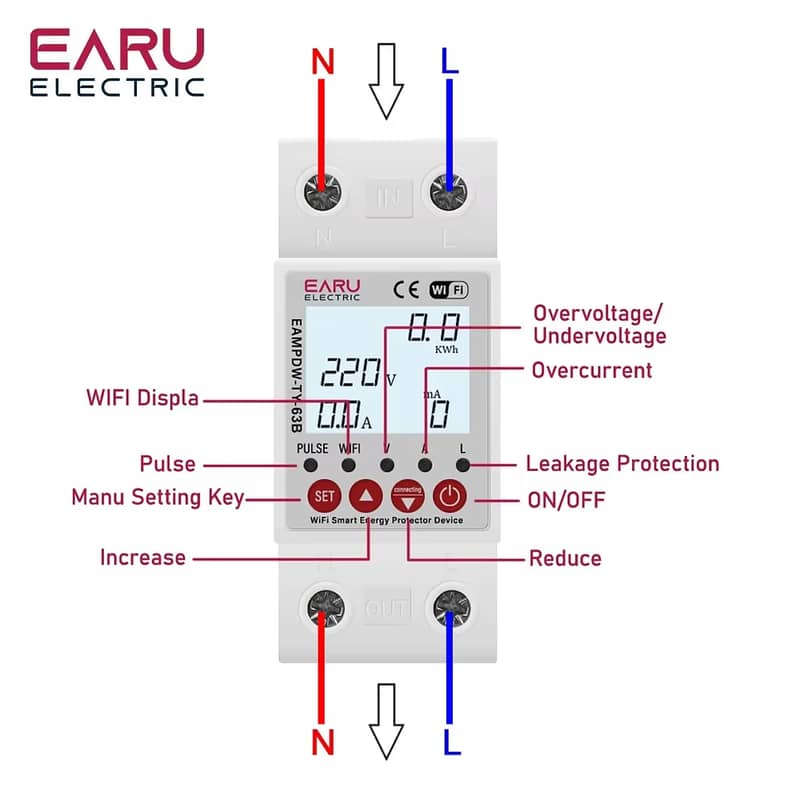 EARU Smart Wifi Switch Circuit Breaker Energy Meter Kwh Metering Moni 2