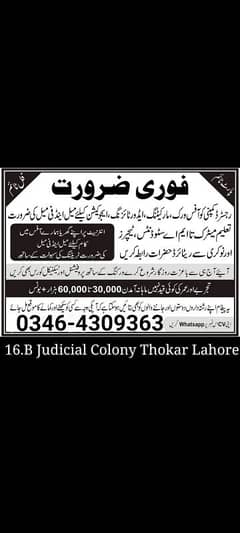 Office Management JOB in Lahore Part time / Full time. .