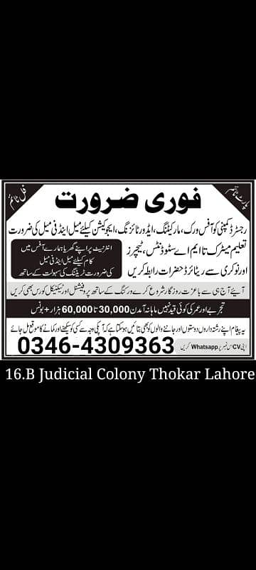 Office Management JOB in Lahore Part time / Full time. . 0