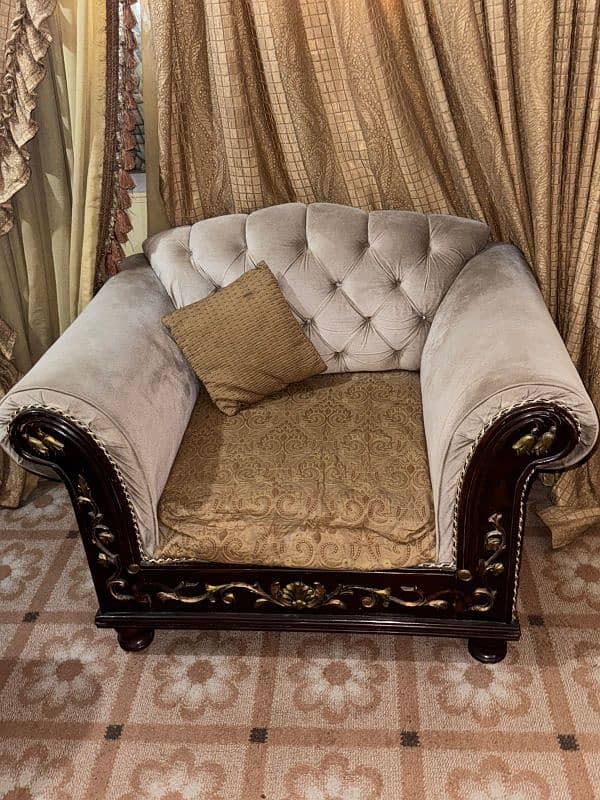 7 Seater Sofa Set Chiniot Wood Urjent Sale Cash Need Foam Repair hoga 2