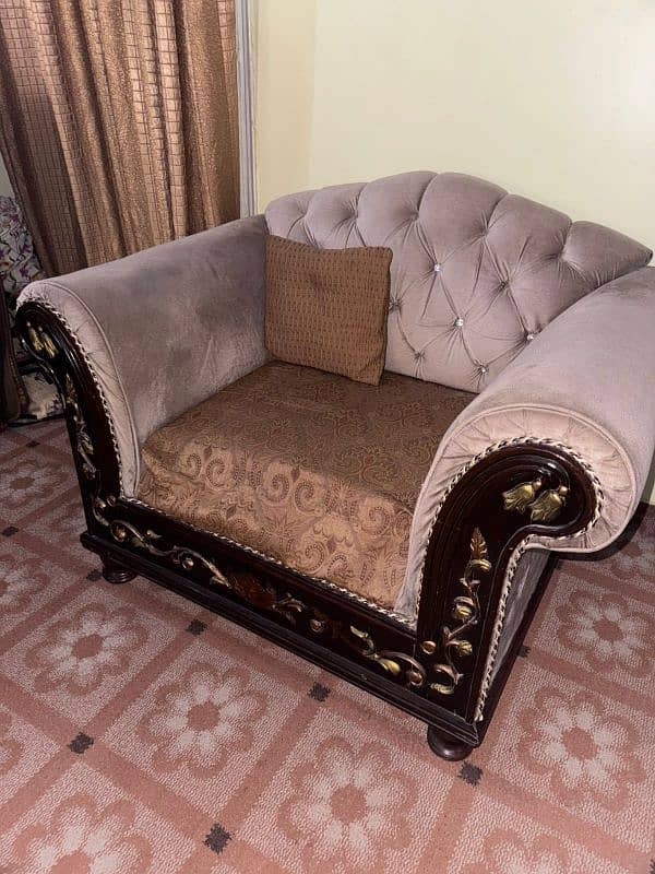 7 Seater Sofa Set Chiniot Wood Urjent Sale Cash Need Foam Repair hoga 8