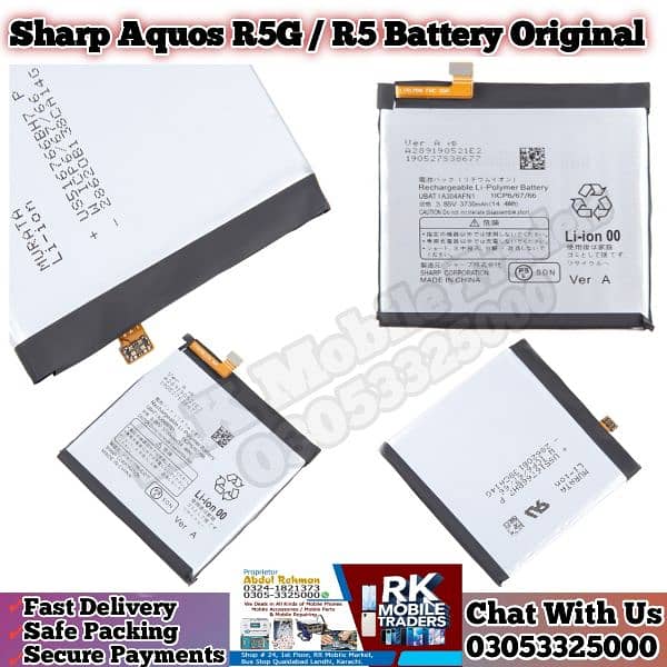 Sharp Aquos R2/R3/R5 Touch Glass/ Penal/ Back Glass/ Battery avb 8