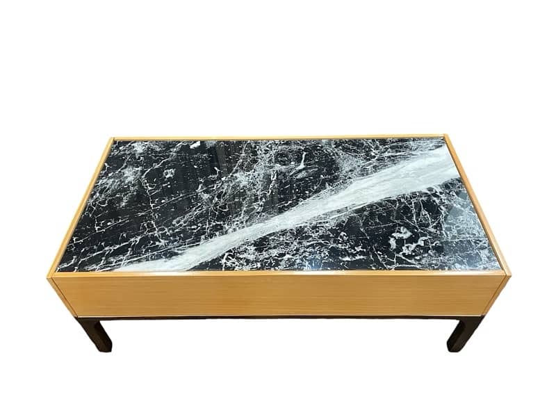 Elegant Marble-Top Coffee Table with Wooden Frame 0