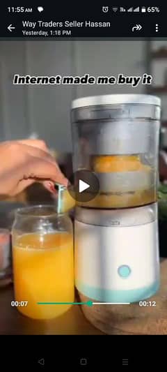 USB Rechargeable Orange Juicer Citrus