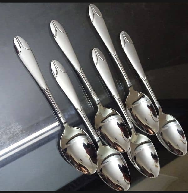 6-Piece Stainless Steel Dinner Spoon Set - Unique Designs 1