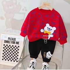 2 Pcs Girl's Fleece Printed Sweatshirt Tracksuit