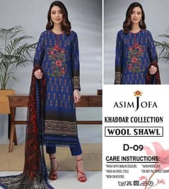 3 piece khaddar printed Embroiderred