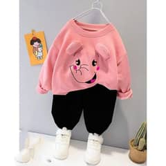 Printed Fleece Sweatshirt Tracksuit for Boys & Girls - 2 Pcs Set